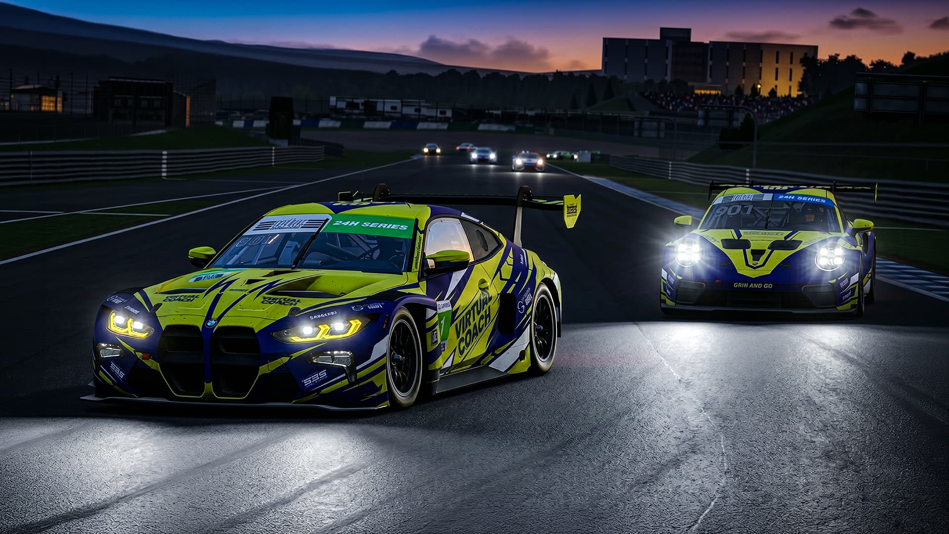 Grid-and-Go.com eSports' GT3 #1 and PCUP #901 entries lead the field at the Mobility Resort Motegi.